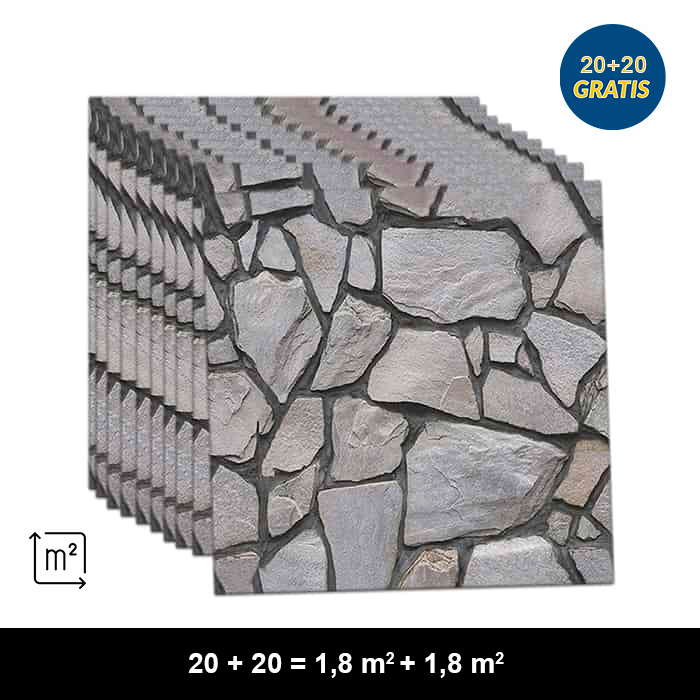 RocksWall, adesivi murali tridimensionali effetto roccia (10 pezzi) (1+1 GRATUITO ) - Image 2