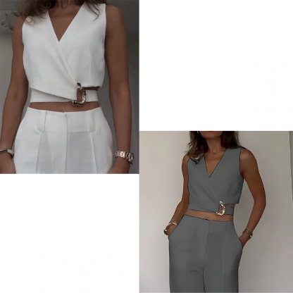 BELKOMPL-BEL-S/M, Elegante top bianco con design unico - Image 2