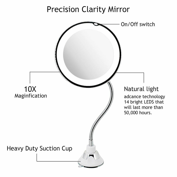 BeautyMirror, uno specchio con ingrandimento, potente luce LED e un supporto flessibile - Image 3