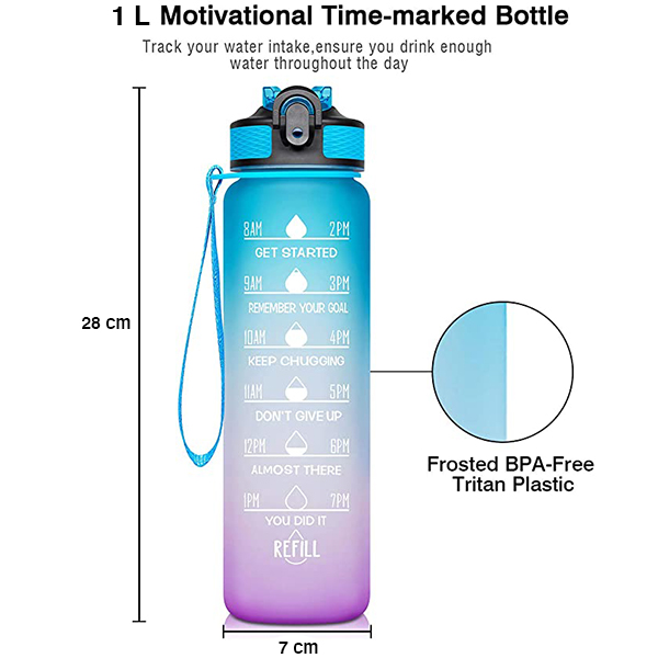 BottleBundle, Bottiglia Motivazionale per l'Acqua + Set di 5 Elastici per Esercizio - Image 9