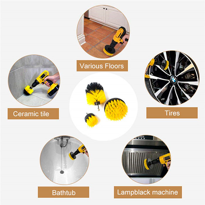 BrushDrill, Set di spazzole per la pulizia - 3 diversi accessori per trapano elettrico - Image 7