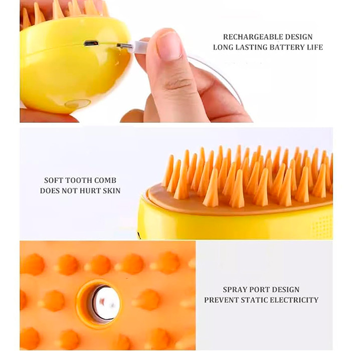 Brushy, spazzola elettrica per animali domestici con spruzzo - Image 4