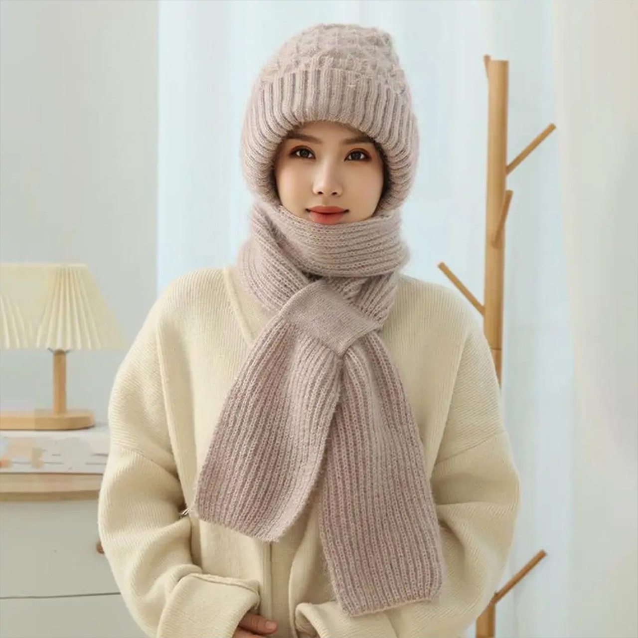 CapScarf, cappello invernale da donna con sciarpa cucita - Image 1