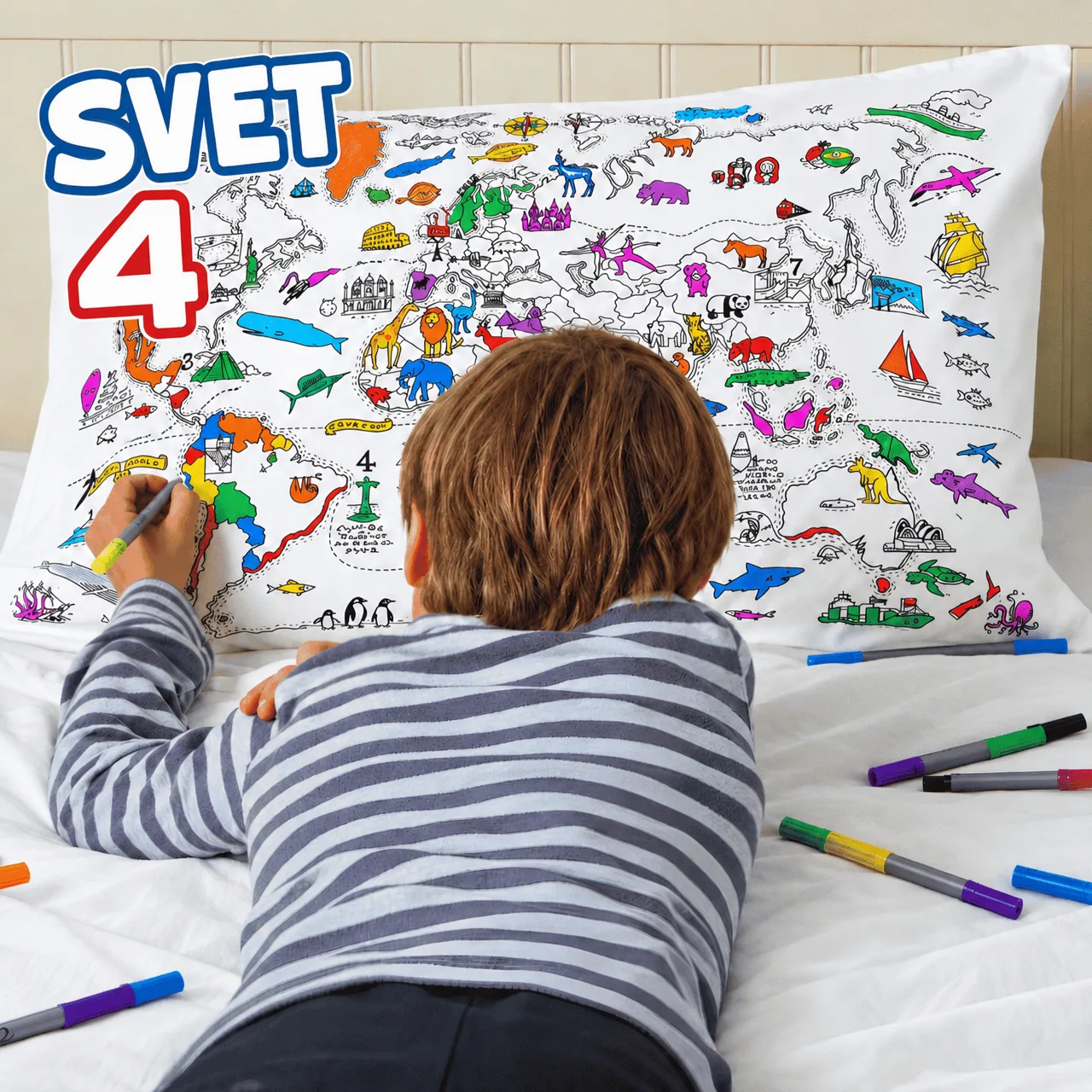 Colora il tuo cuscino – Mappa del mondo, ColoringPillow - Image 5
