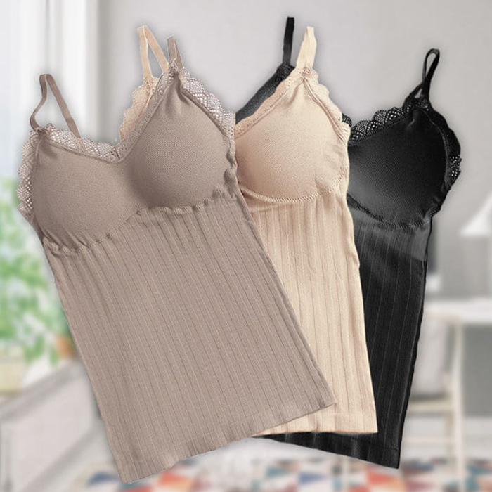 ComfortTop, 1 + 1 GRATIS Set di canotte con coppe imbottite in nero e beige - Image 2