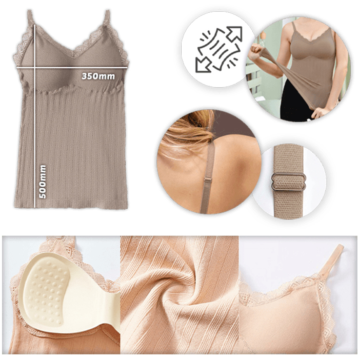 ComfortTop, 1 + 1 GRATIS Set di canotte con coppe imbottite in nero e beige - Image 7
