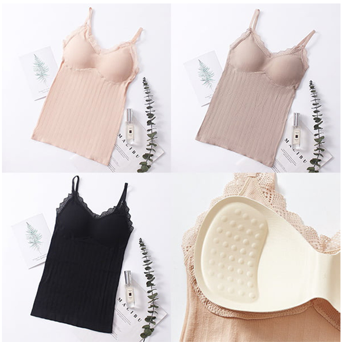 ComfortTop, 1 + 1 GRATIS Set di canotte con coppe imbottite in nero e beige - Image 8