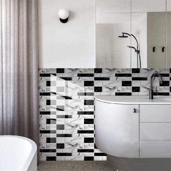 DecorWallpaper, adesivi murali tridimensionali a imitazione di piastrelle (12 pz.) - Image 3