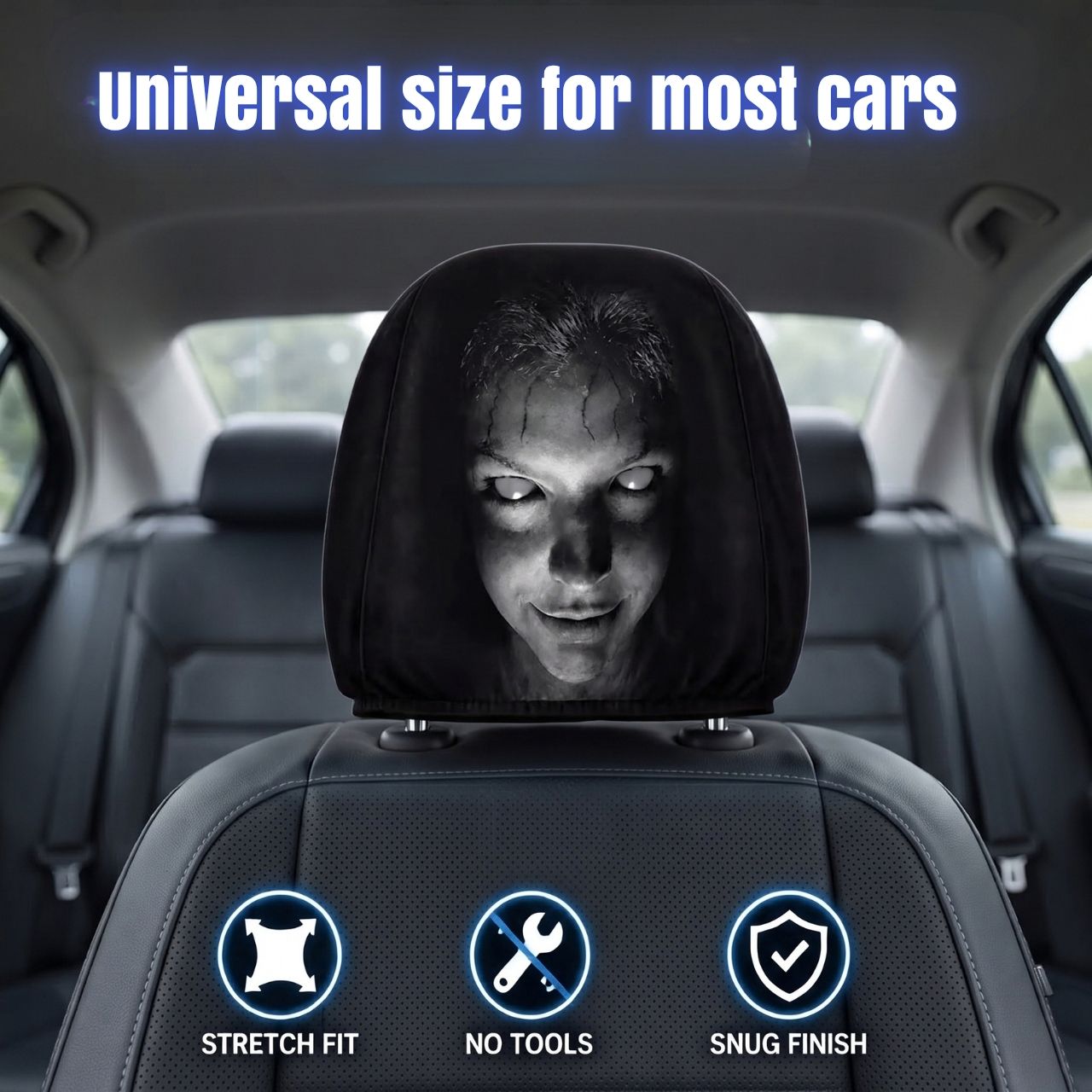Copripoggiatesta spaventosi per auto (2 pezzi), GhostFace - Image 6