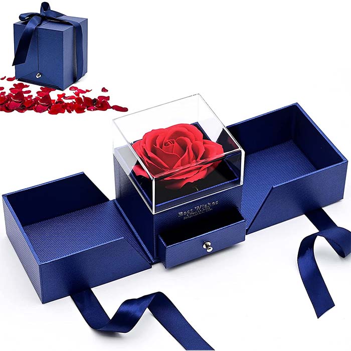 GiftBox, collana con scatola regalo e bellissima rosa artificiale - Image 8