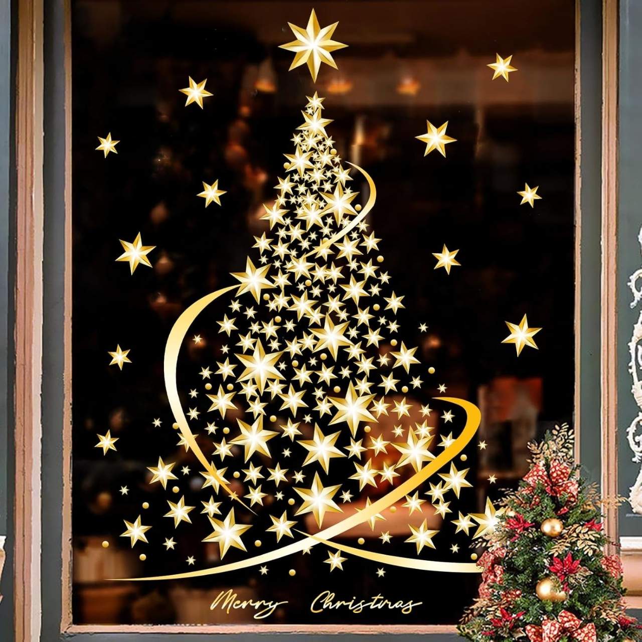 GoldenTree, adesivi per finestre di Natale in oro (2 pezzi) - Image 9