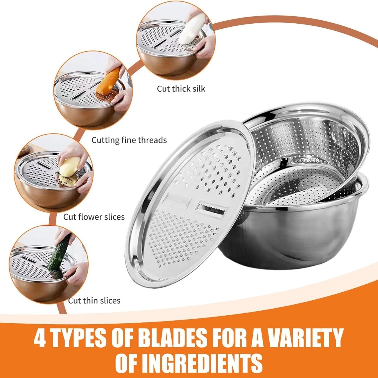 GraterBowl, raschietto da cucina multiuso 8-in-1 con ciotola - Image 6