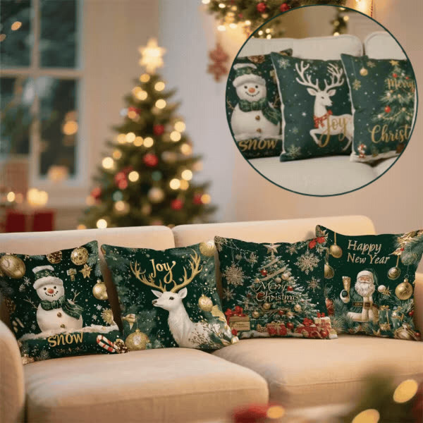 Fodere per cuscini natalizie (4 pezzi), GreenXmass - video