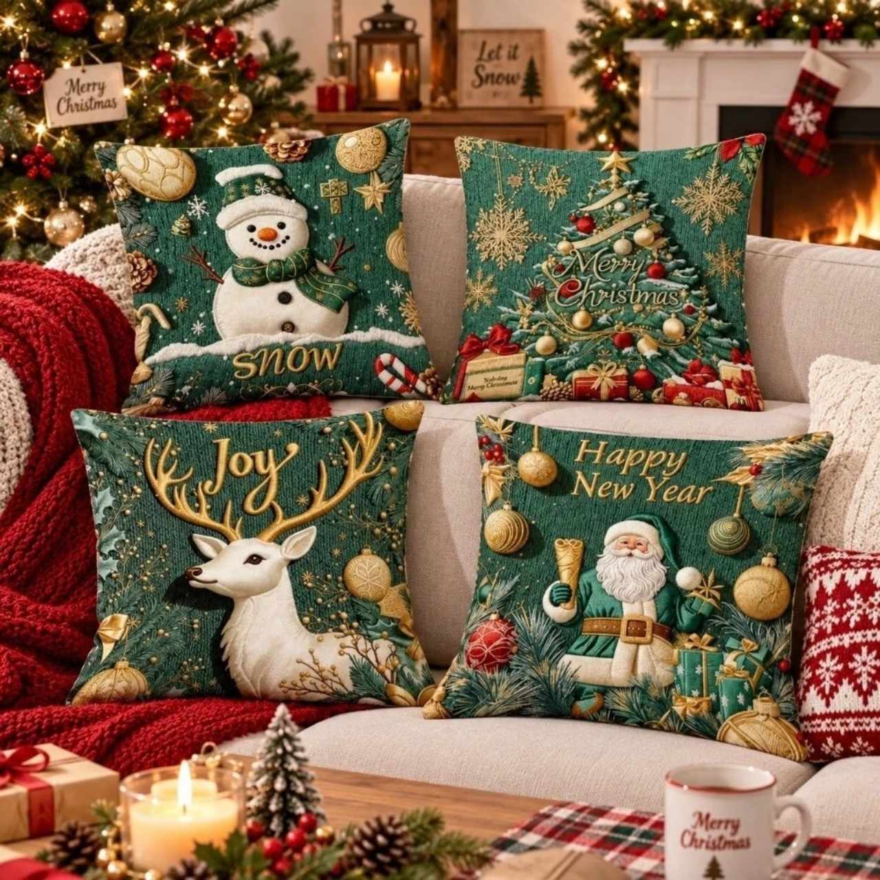 Fodere per cuscini natalizie (4 pezzi), GreenXmass - Image 11