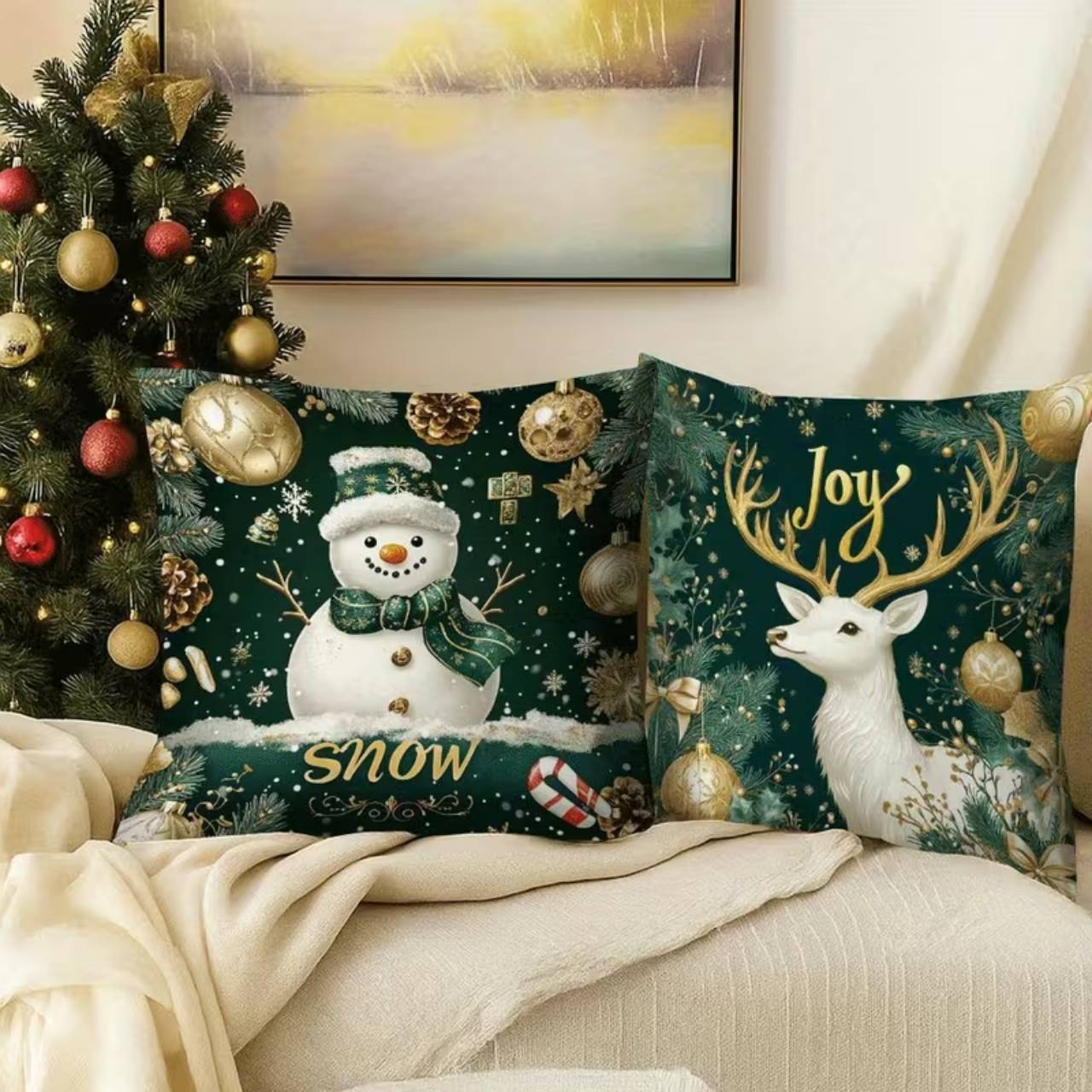 Fodere per cuscini natalizie (4 pezzi), GreenXmass - Image 4
