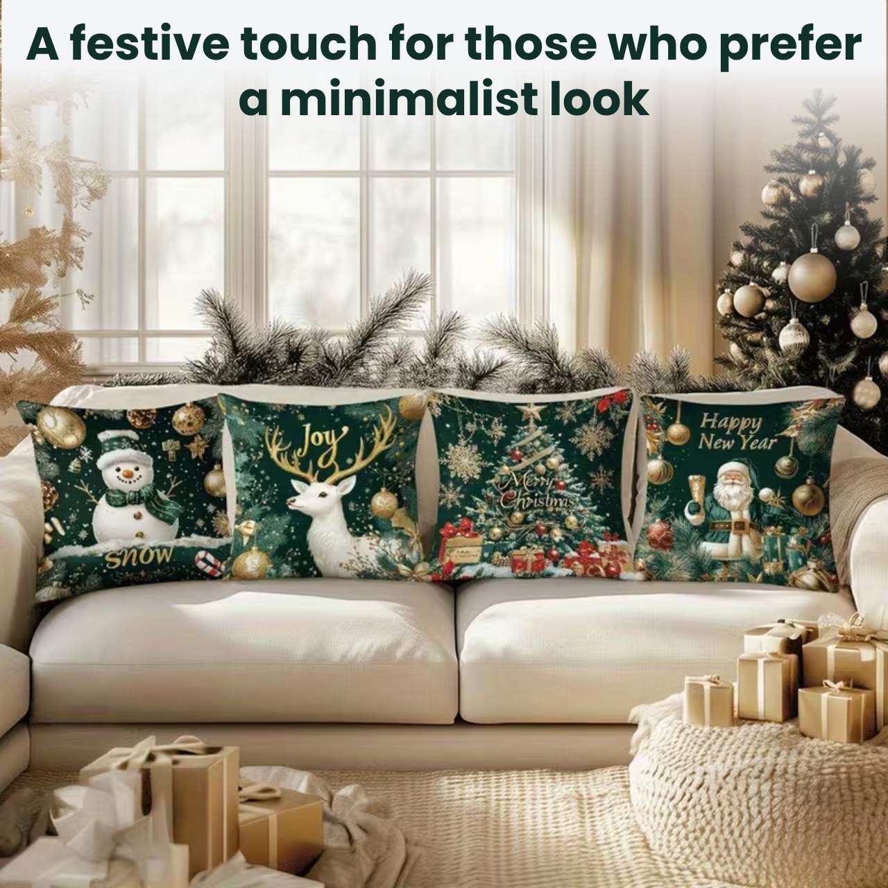 Fodere per cuscini natalizie (4 pezzi), GreenXmass - Image 7
