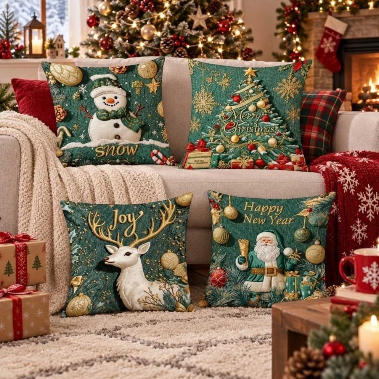 Fodere per cuscini natalizie (4 pezzi), GreenXmass - Image 10