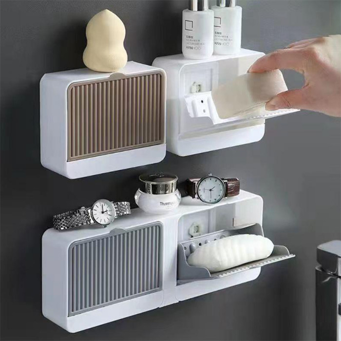 Il design semplice consente di mettere il sapone nel vano e l'acqua si scolerà attraverso le fessure sul fondo.