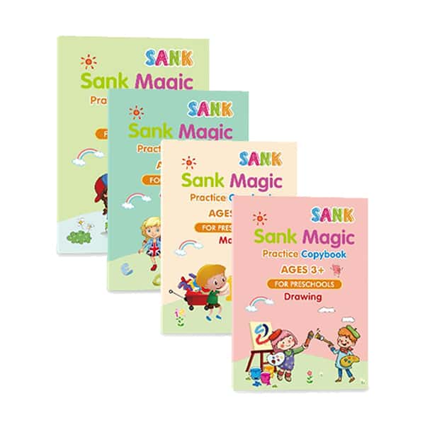 KidBook, set di 4 quaderni per scrivere e disegnare con la penna magica, che svanisce automaticamente quando è asciutta - Image 1