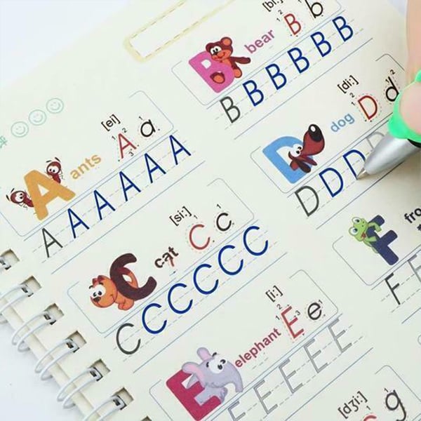 KidBook, set di 4 quaderni per scrivere e disegnare con la penna magica, che svanisce automaticamente quando è asciutta - Image 2