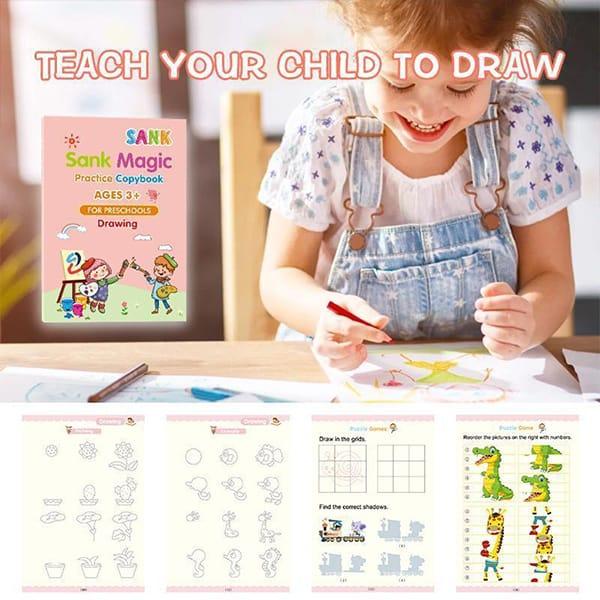 KidBook, set di 4 quaderni per scrivere e disegnare con la penna magica, che svanisce automaticamente quando è asciutta - Image 9