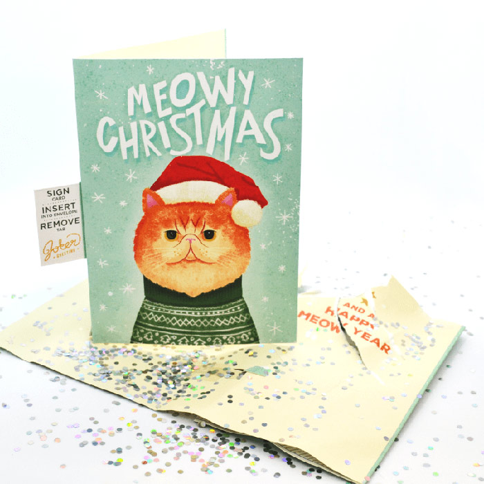 La cartolina di auguri MeowCard suona un miagolio quando la apri!