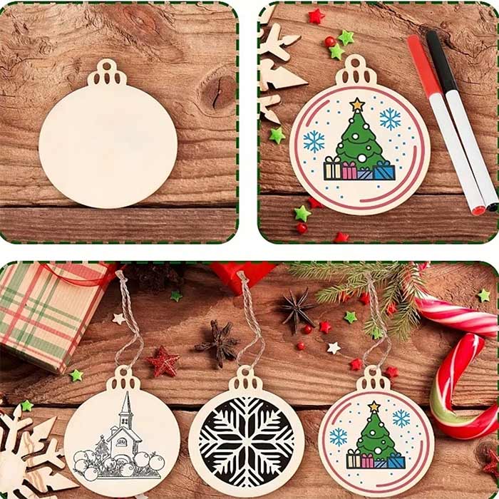 Le decorazioni festive sono fatte di materiale naturale in legno!