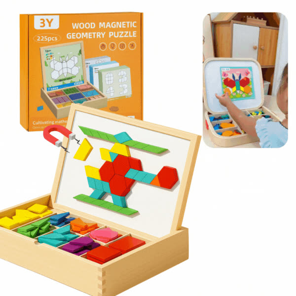 PUZZGEO, Set di puzzle in legno magnetici (225 pezzi) - video