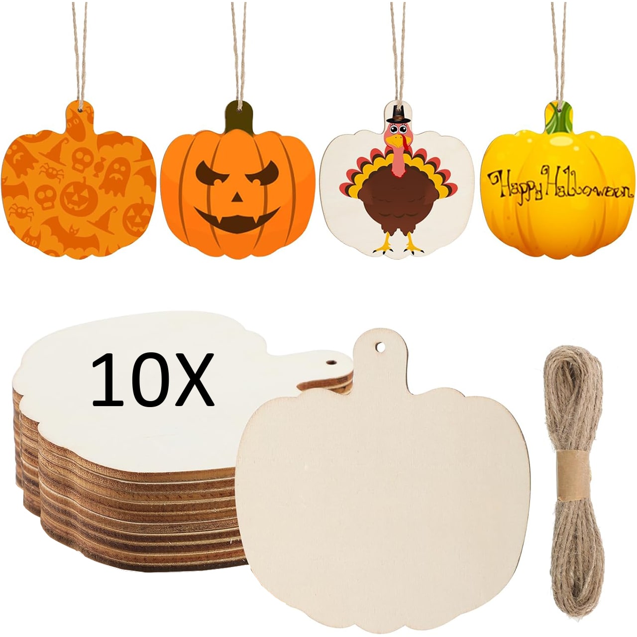 Pumpkins, piastrelle di legno a forma di zucche per creare le tue (10 pezzi) - Image 9