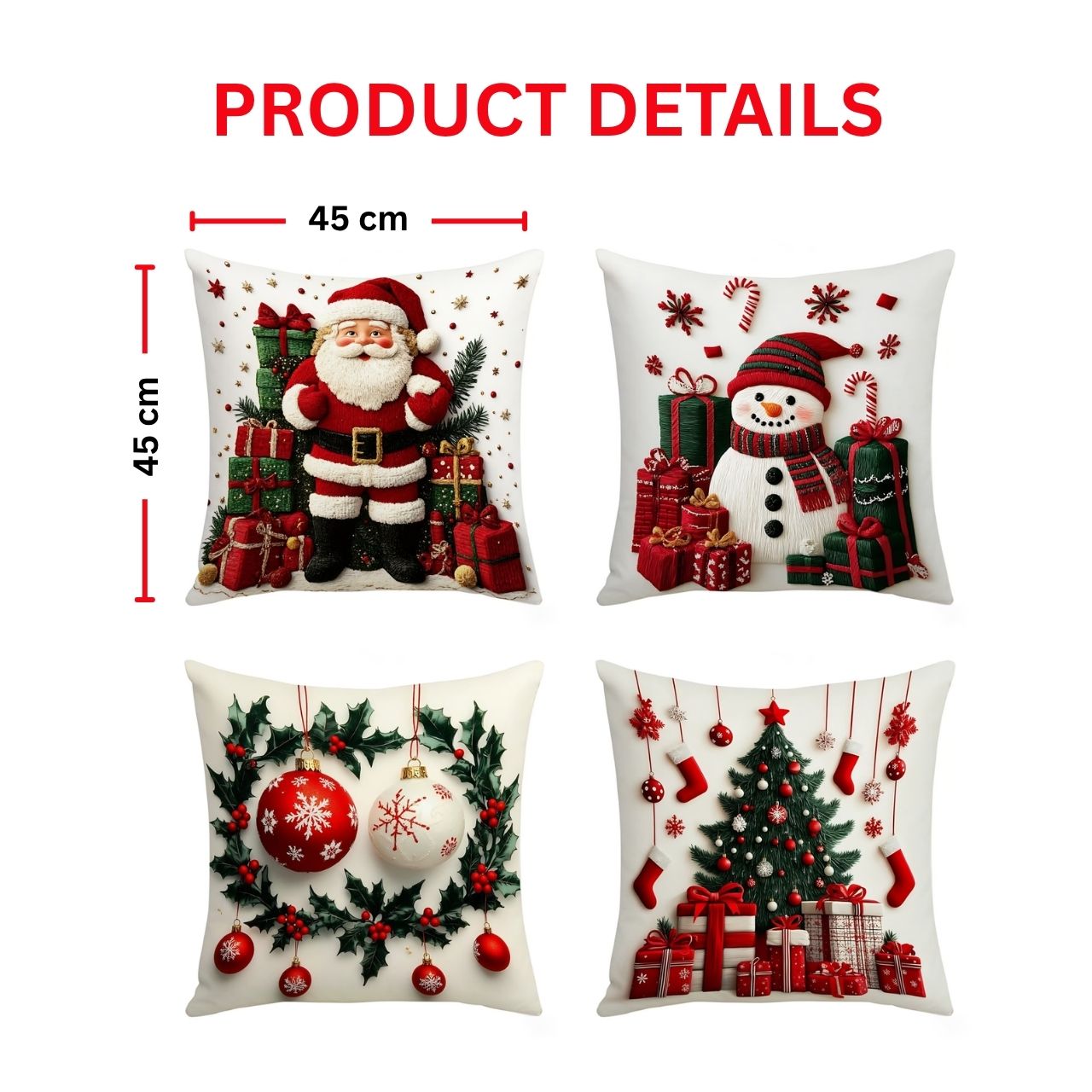 Fodere per cuscini natalizie (4 pezzi), RedXmass - Image 5