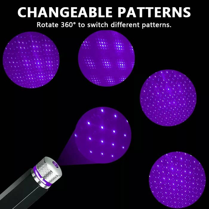 Basta collegare la lampada a led all'alimentatore, puntarla verso il soffitto e passare da un modello di proiezione all'altro ruotando la parte superiore.