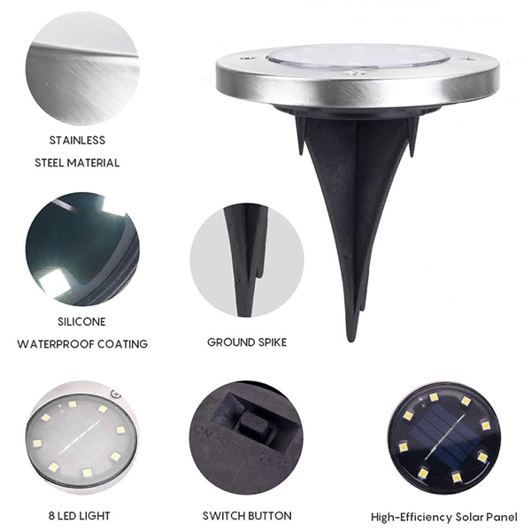 SolarGardenLights, 4 luci LED solari per giardino o vialetto - Image 4