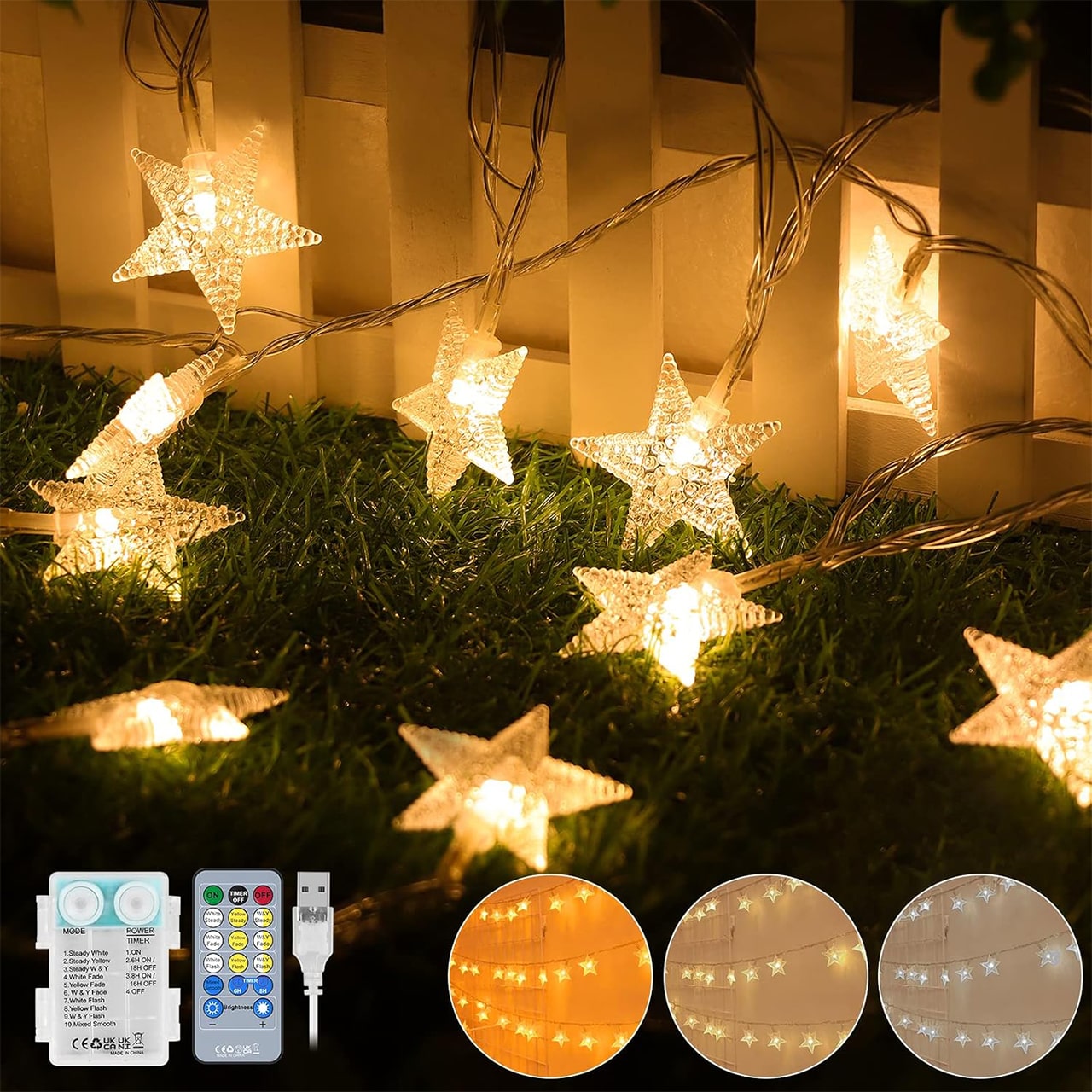 Twinkles, catena luminosa con luci a forma di stella (6 m) - Image 2