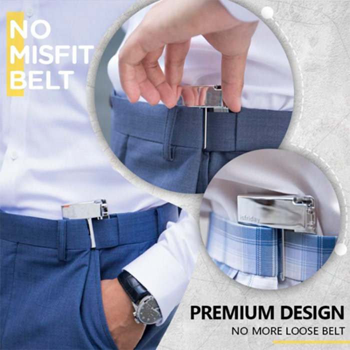 La fibbia per cinturino assicura una perfetta aderenza dei pantaloni e delle gonne alle misure della tua vita.